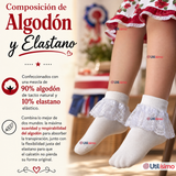 1 Par Calcetines Encaje Vuelos Niña Algodón Fiestas Patrias