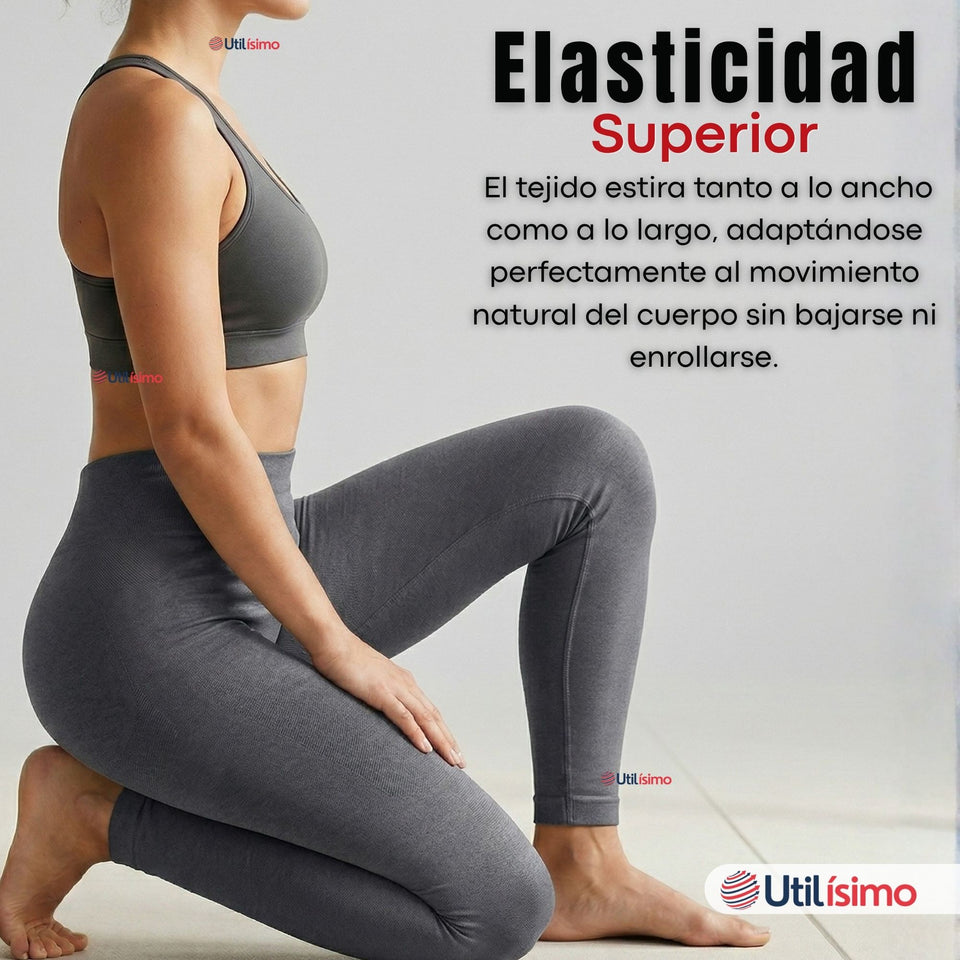 Calza Lola Polar Térmica Sin Costura Tiro Alto Elasticada Gris