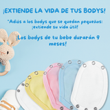 Pack 5 Unidades Extensor Body Bebé +Pack 5 Bodys Manga Corta Algodón Niño Oso amistoso
