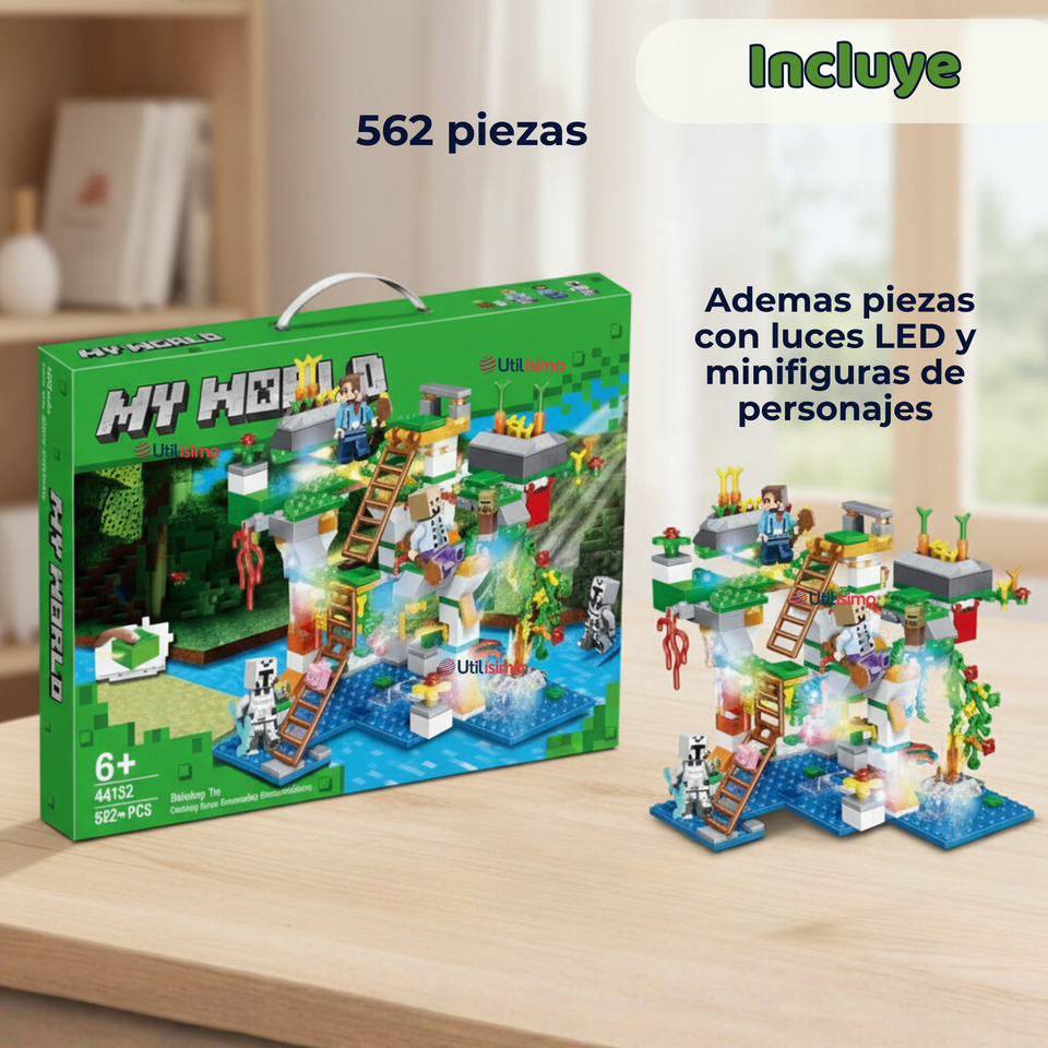 Juguete Bloques de Construcción My World Con Luces 562 Piezas Niño