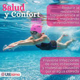 Gorro Natación Baño Con Protector De Orejas Silicona Color Rosado 12 años en adelante