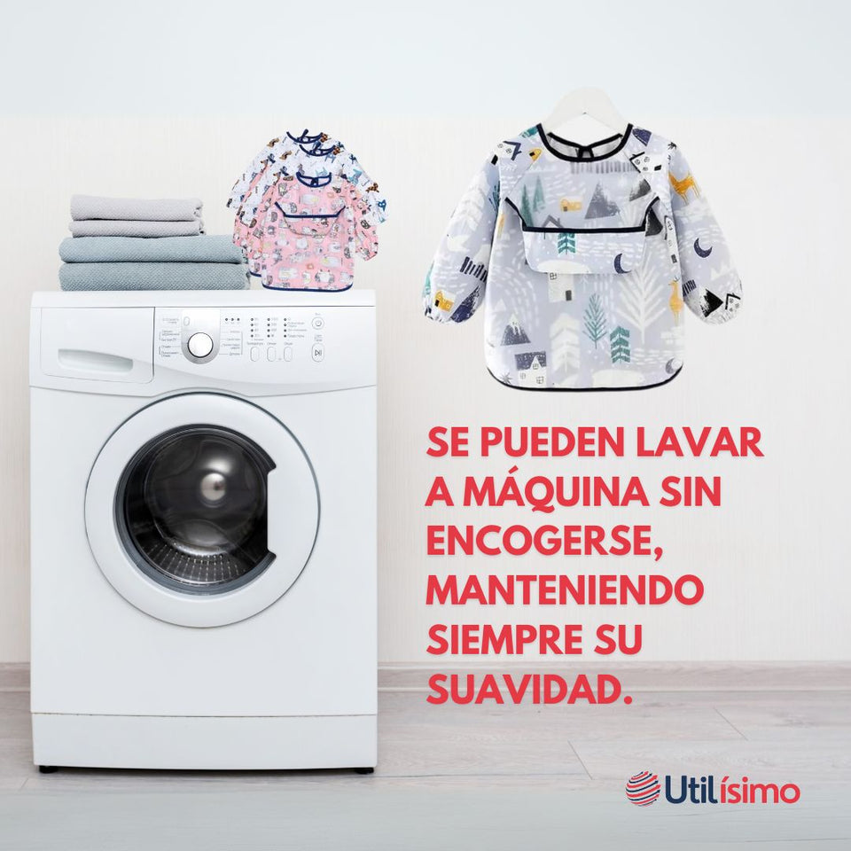 Pack 3 Babero Delantal Impermeable Premium Con Mangas Larga Para Bebe Y Niño