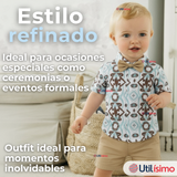 Conjunto de Vestir Camisa Con Lazo Y Pantalón Corto Algodón Niño