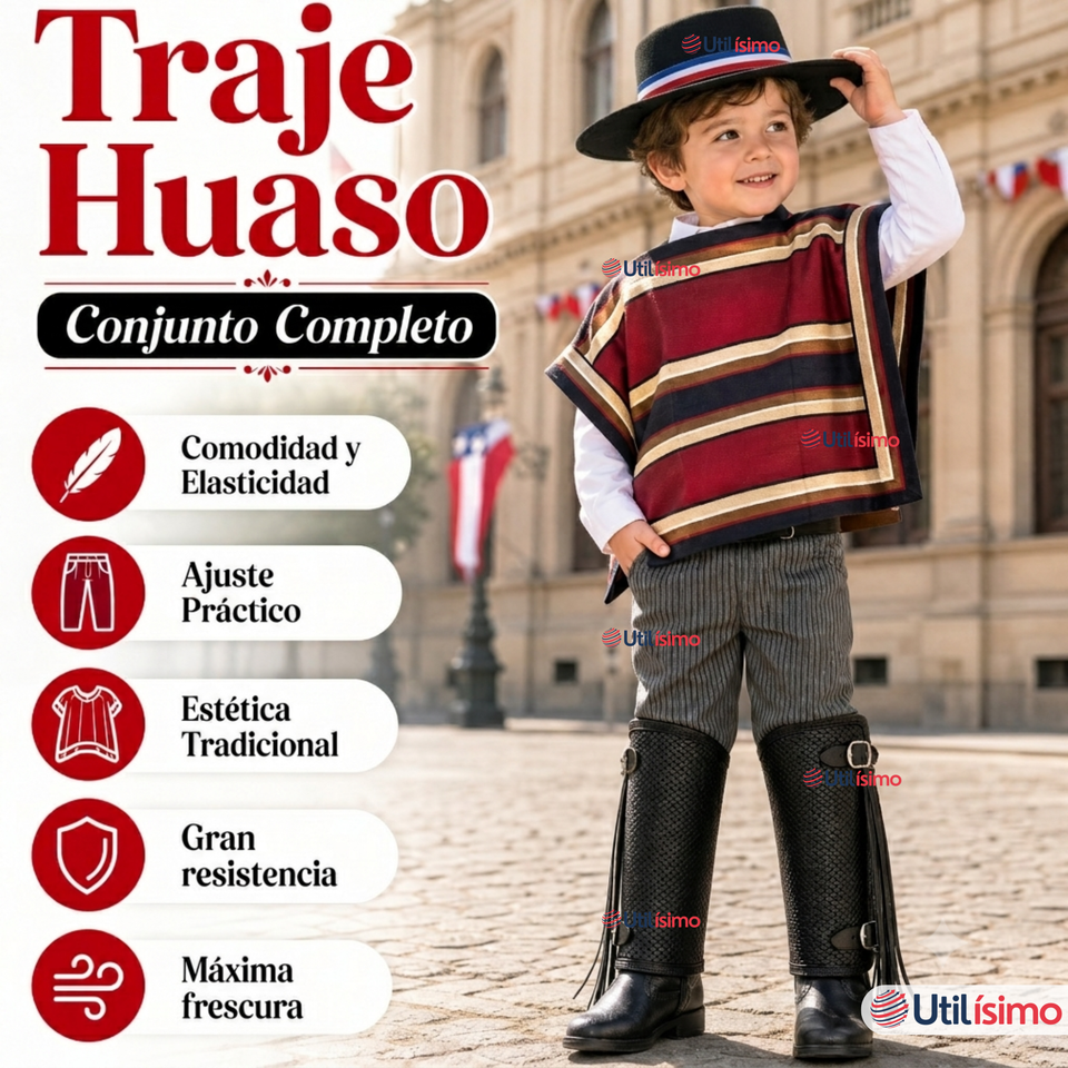 Traje Huaso Típico Completo 5 Piezas Niño Fiestas Patrias