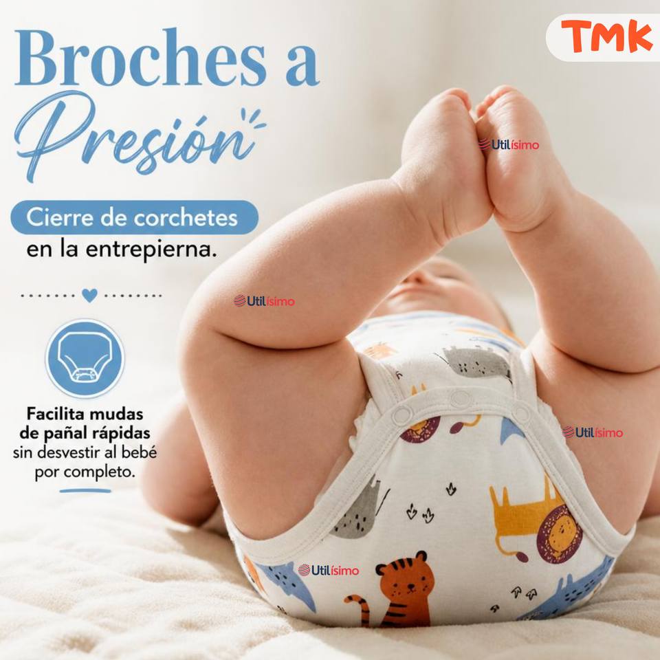 Pack 5 Bodys Manga Corta %100 Algodón Tedmimak Niño Jungle Crew