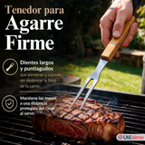 Set Parrilero 4 Piezas Acero Inoxidable Con Estuche Asado Barbacoa Fiestas Patrias