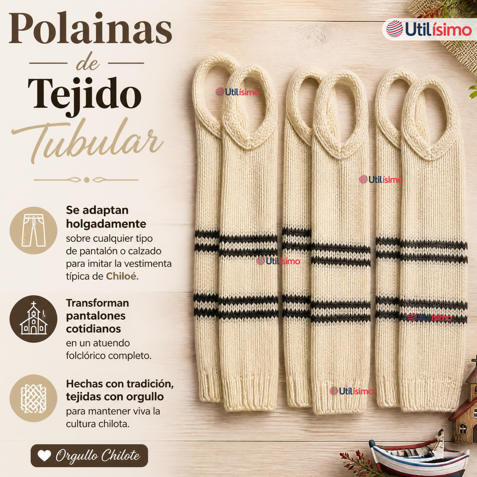 Pack 3 Set Chilote De Gorro Polainas Tipico Niño Fiestas Patrias