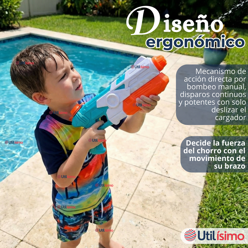 Pack 2 Pistolas Lanza Agua 34cm 600ml Juguete Colores Surtidos Niño