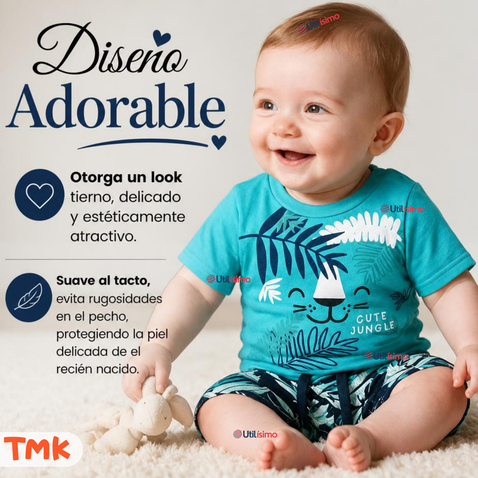 Conjunto 2 Piezas Camiseta y Short 100% Algodón Bebé Niño Tropical Blue