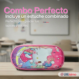 Mochila Escolar Hello Kitty Dreams Con Ruedas Desmontables + Estuche + Lonchera Niña Poliéster