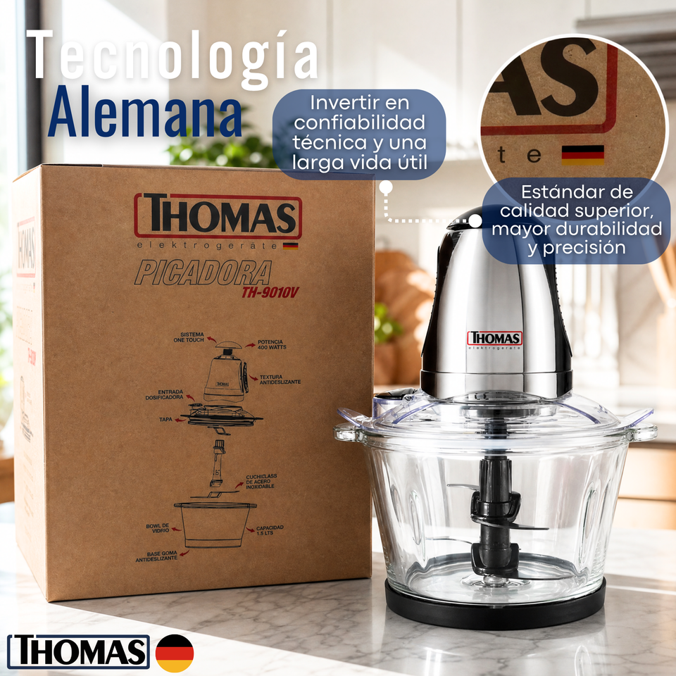 Picadora Eléctrico Thomas 1.5lt Alta Potencia Tecnologia Alemana Plateado