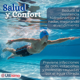 Gorro Gorra Natación Con Protector De Orejas Silicona Azul 12 años En Adelante