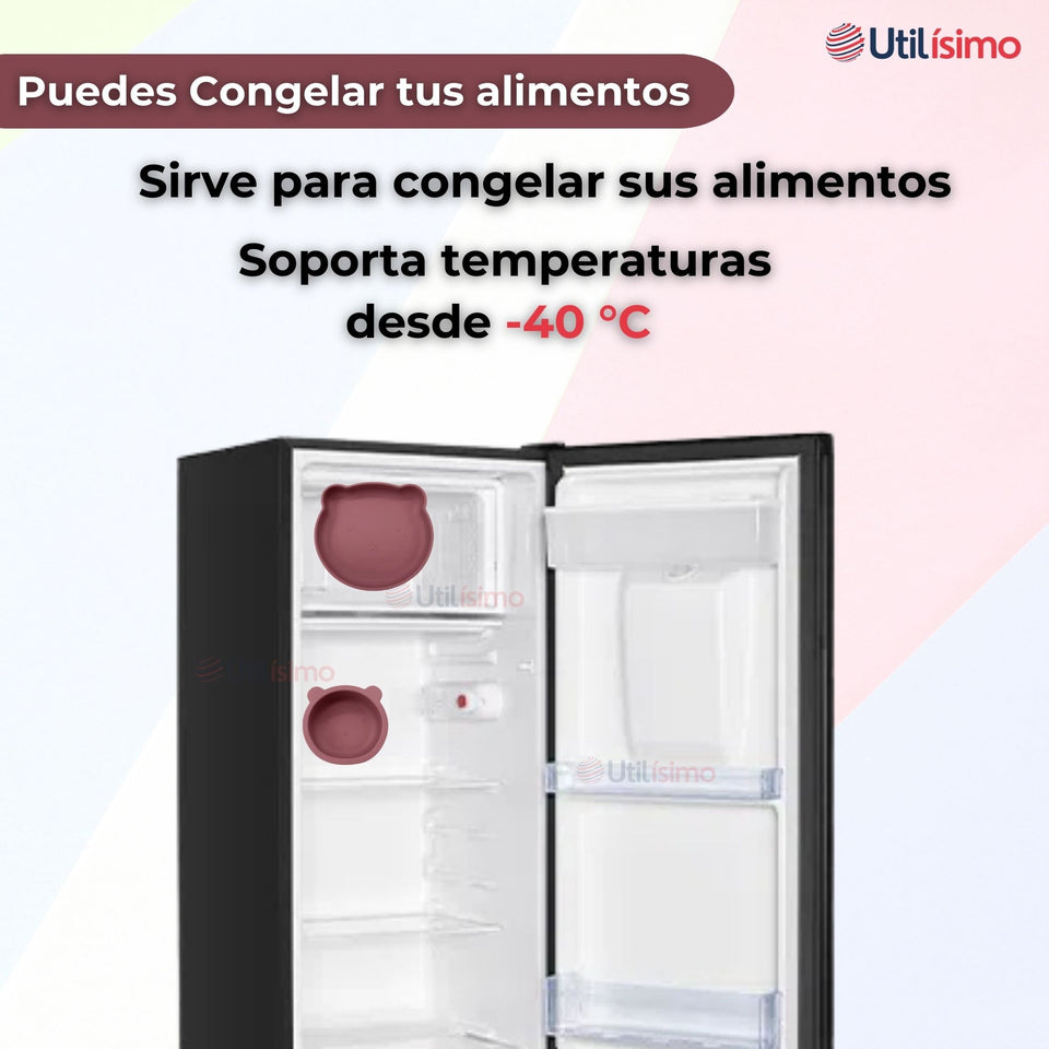 Set De Alimentación Bebé Silicona 5 Piezas De Osito Libre BPA Colores Surtidos