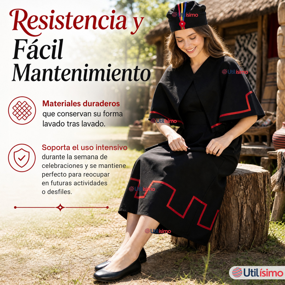 Pack 3 Trajes Típicos Vestidos Mapuche 9 Piezas Mujer Fechas Patrias