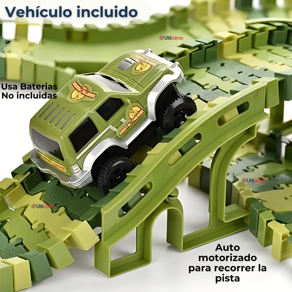 Pista Carreras de Auto Juguete Flexible Dinosaurio 120 Piezas