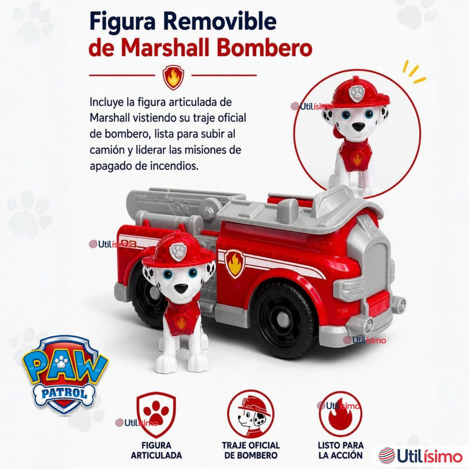 Camión de bomberos Marshall Paw Patrol con Figura Juguete Niño