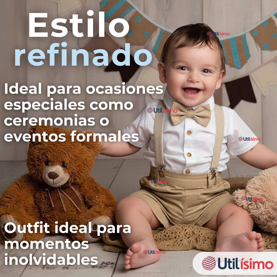 Conjunto De Vestir Con Tirantes Camisa Pantalón Corto Algodón Niño
