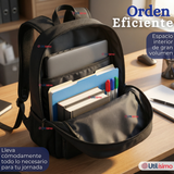 Mochila Ejecutiva Notebook Escolar Impermeable Resistente Viaje Cabina 44cm Negro 20L