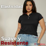 Polera Pique Premium 200g Manga Corta 100% Algodón Textura Suave Chemise Negro Mujer