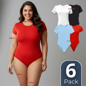 Pack 6 Bodys Ajustables Moldeador 100% Bambú Cuello Redondo Manga Corta Mujer Colores Surtidos