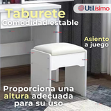 Tocador Y Taburete De Lujo Espejo Ajustable Con Luz Integrada 4 Cajones MDF Blanco 80x40x135cm
