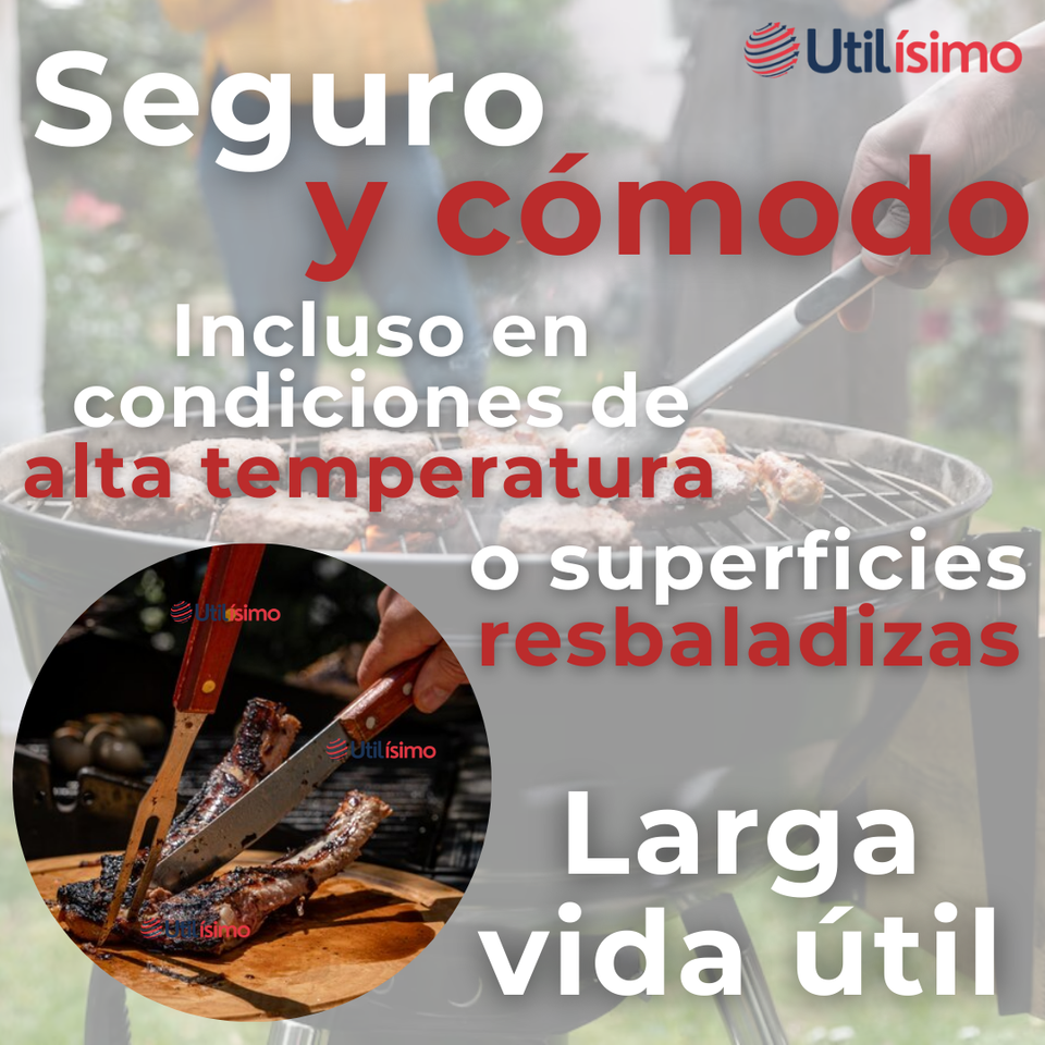 Set Cuchillo + Tenedor Para Parrillas Y Asados Acero Inoxidable