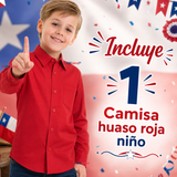 Camisa Huaso Niño Algodón Rojo Fiestas Patrias Traje Típico