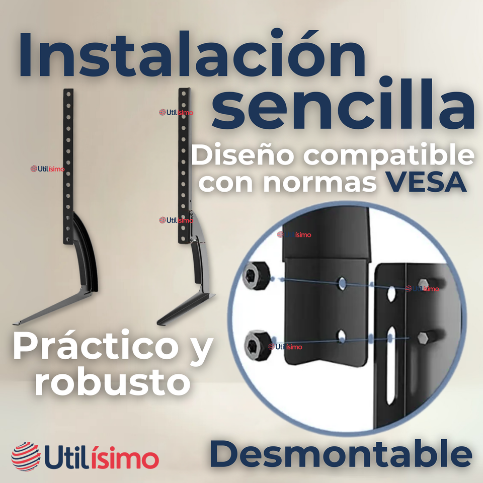 Soporte TV Mesa Ajustable 45Kg 37 a 75 Pulgadas 37 40 43 48 50 55 58 60 65 70 75