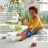 Camión De Dinosaurio 8 Mini Coches 2 Niveles Música Luces Juguete Niño
