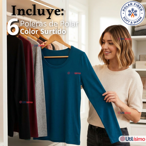 Pack 6 Camisetas Poleras Polar Primera Capa Manga Larga Colores Surtidos Mujer