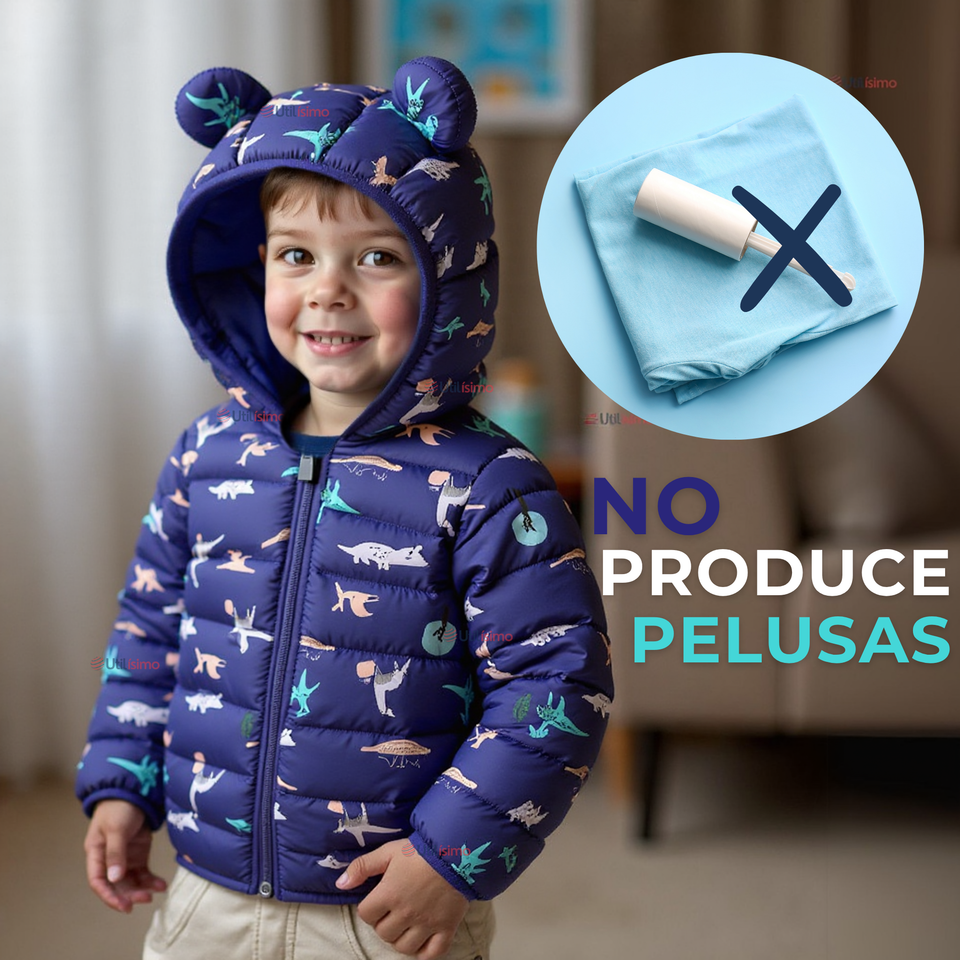 Parka Térmica Con Capucha Y Orejitas Estampado Dinosaurio Niño