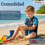 Traje de Baño Pantalón Corto Manga Corta 2 Piezas Corte Split Niño 4 a 6 años Black