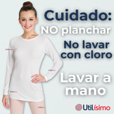 Camiseta De Panty Elástica Transpirable Manga Larga Segunda Piel Niña Nylon Blanco