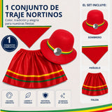 Traje Nortino Niña 3 Piezas Rojo Baile Típico Fiestas Patrias