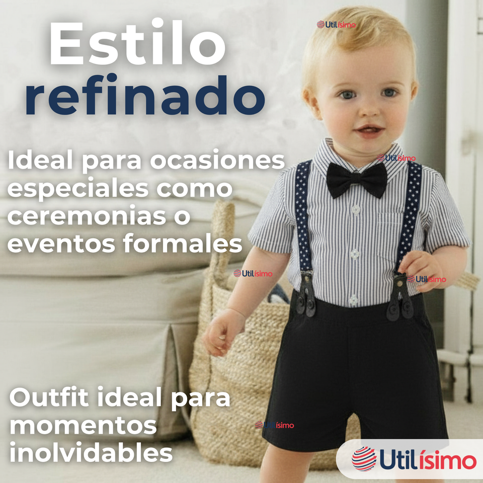 Conjunto de Vestir con Tirantes Camisa Pantalón Corto Algodón Niño