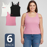 Pack 6 Camisetas Poleras 100% Algodón Básicas Lisa Con Espalda Cruzada Mujer Colores Surtidos Peto