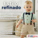 Conjunto de Vestir con Tirantes Camisa Pantalón Corto Algodón Niño