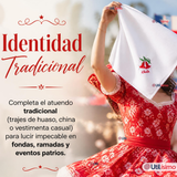 Pack 6 Pañuelos Baile Cueca 28cm Bordado Flor Copihue Algodón Fiestas Patrias
