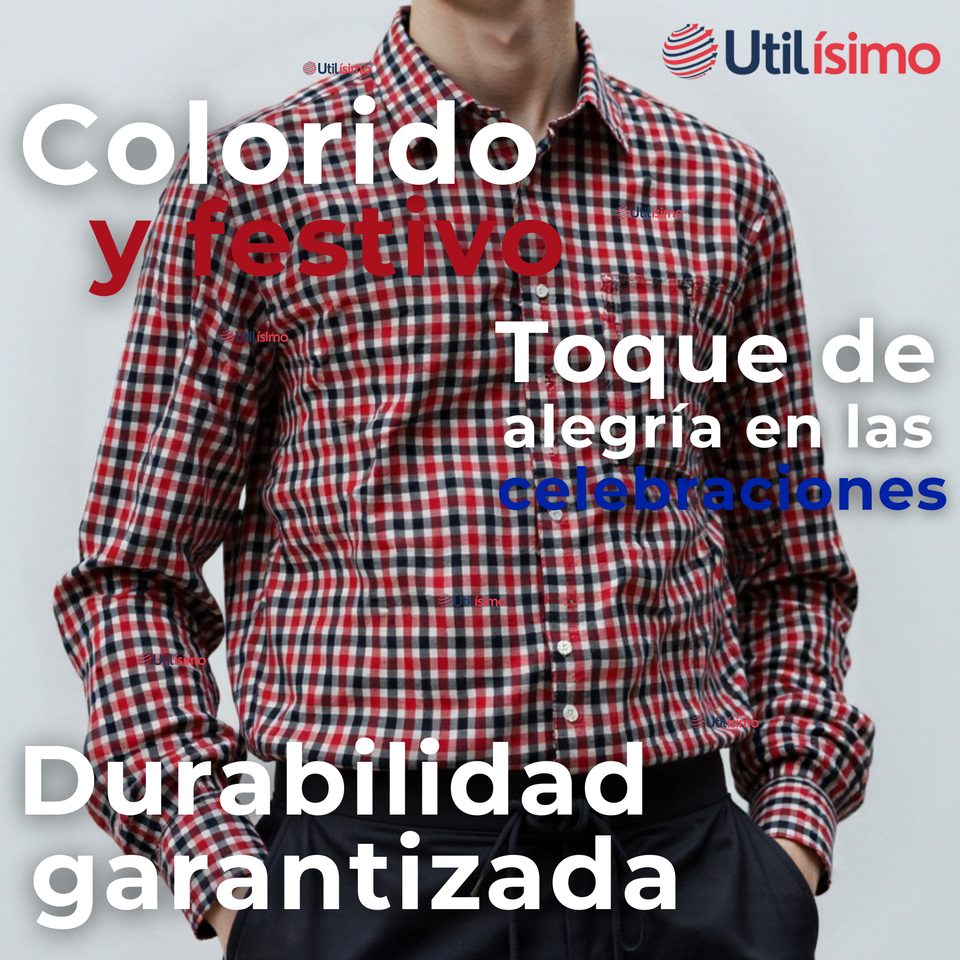 Camisa Huaso Cuadrillé Cuadro Manga Larga 100% Algodón Negro Rojo Casual