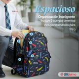 Mochila Bolso Escolar + Lonchera + Estuche 45Cm Niño Tela Oxford