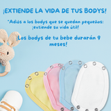Pack 4 Unidades Extensor Body Bebé +Pack 4 Bodys Algodón Niño Manga Corta Puercoespin Azul