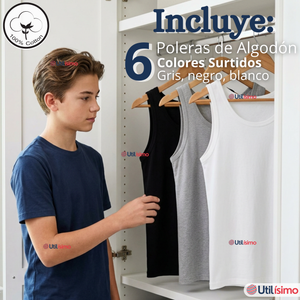 Pack 6 Camisetas Poleras Algodón Primera Capa Basica Manga Corta Colores Surtidos Niño