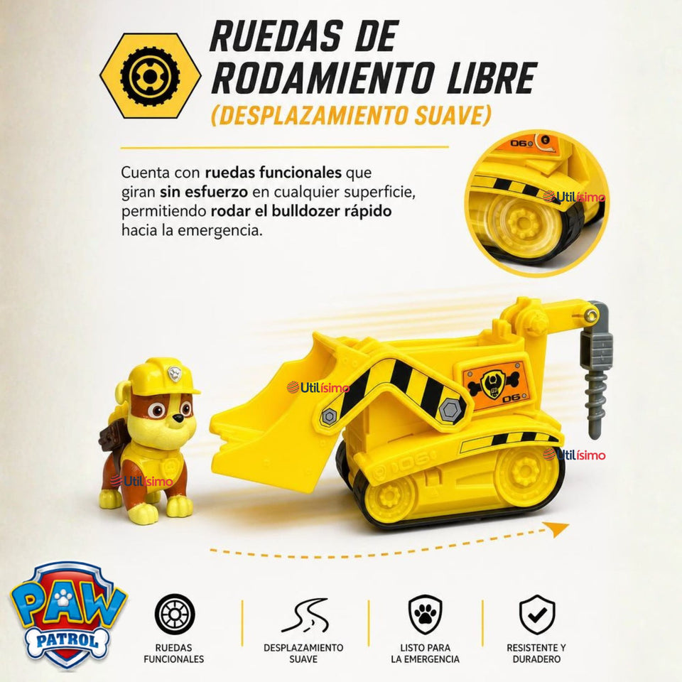 Paw Patrol Bulldozer de Rubble Excavadora Juguete Niños