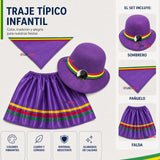 Traje Nortino Niña 3 Piezas Morado Baile Típico Fiestas Patrias