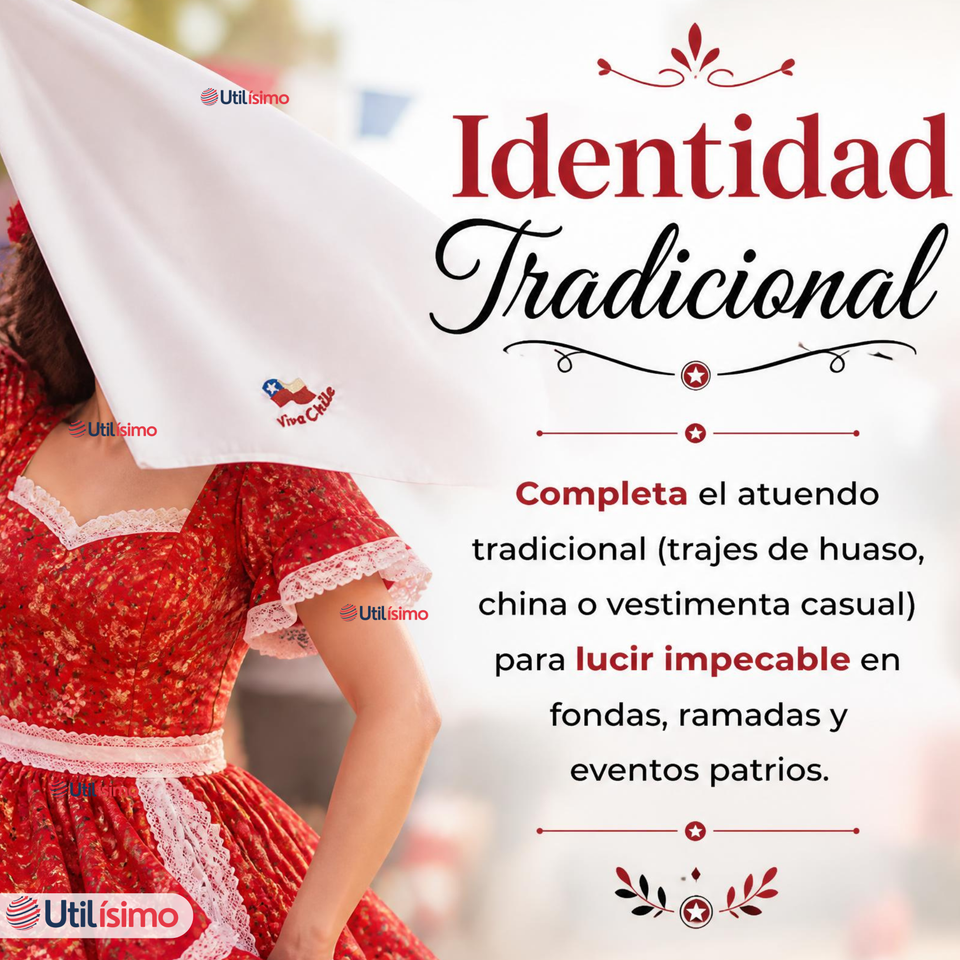Pack 3 Pañuelos Baile Cueca 36cm Diseños Surtidos Algodón Fiestas Patrias