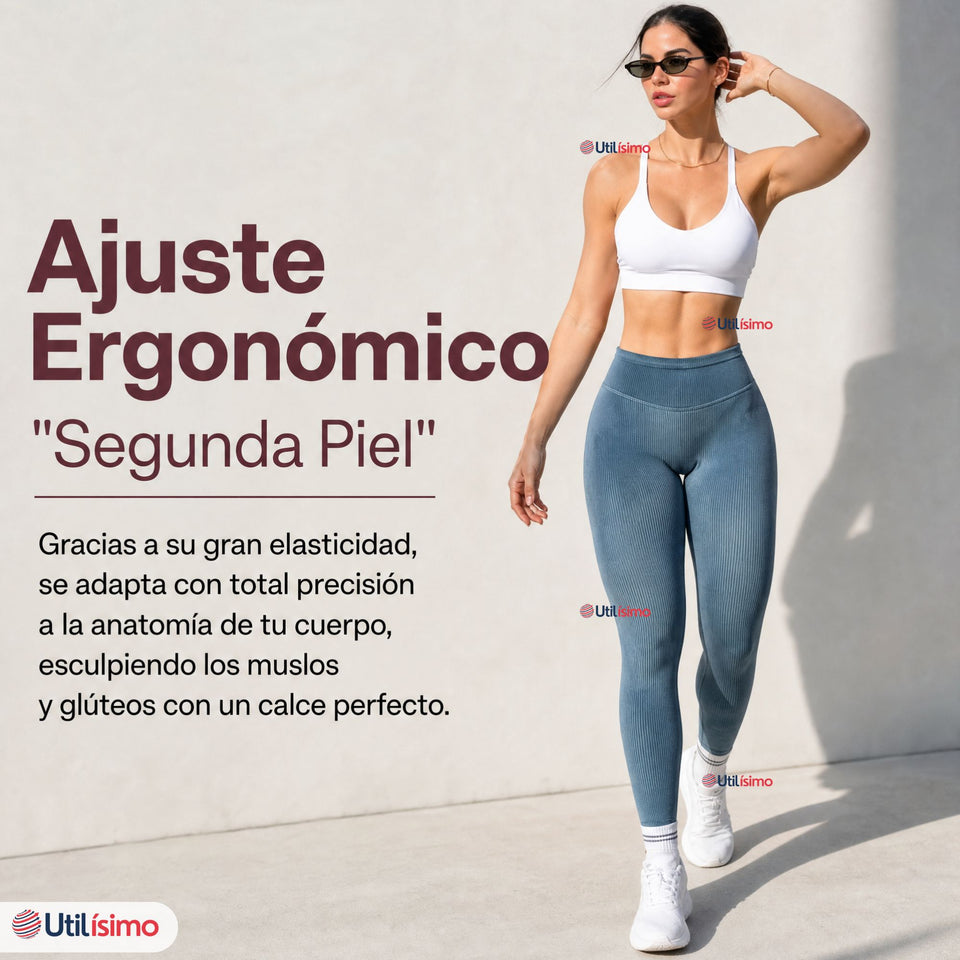 Calza Acanalada Cotelé Polar Con Chiporro Térmica Mujer Elásticada Aquamarine