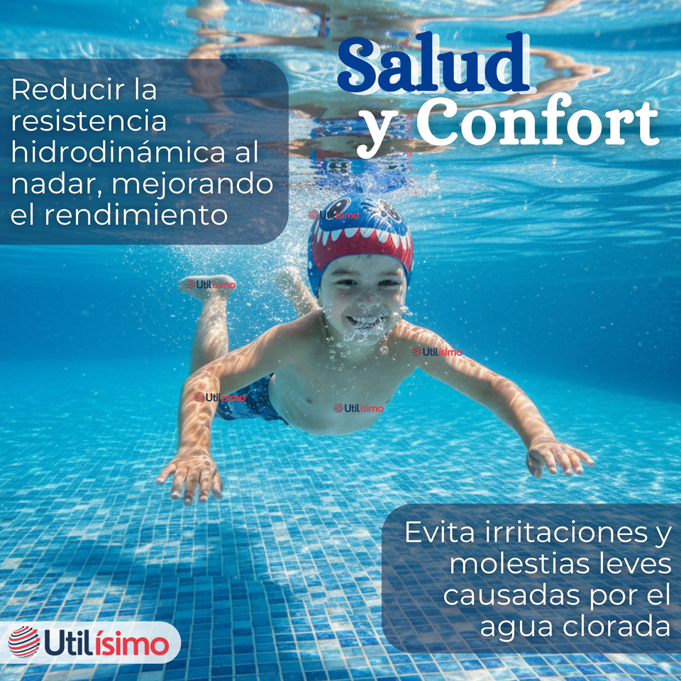 Gorro Gorra Natación Baño Diseño Tiburón Silicona Colores Surtidos 3 años En Adelante Niño