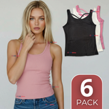 Pack 6 Camisetas Poleras 100% Algodón Básicas Lisa Con Espalda Cruzada Mujer Colores Surtidos Peto