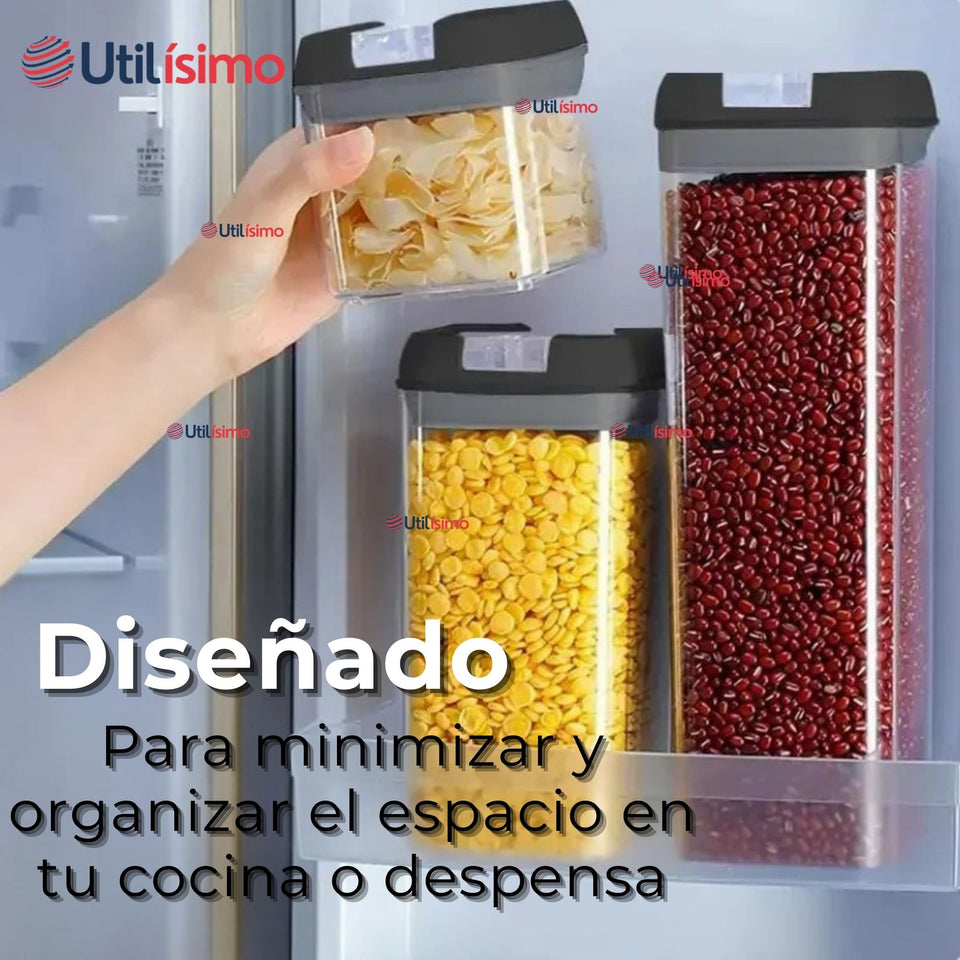 Set Contenedores de Alimentos 7 Piezas Herméticos De Plastico Cocina Despensa Negro