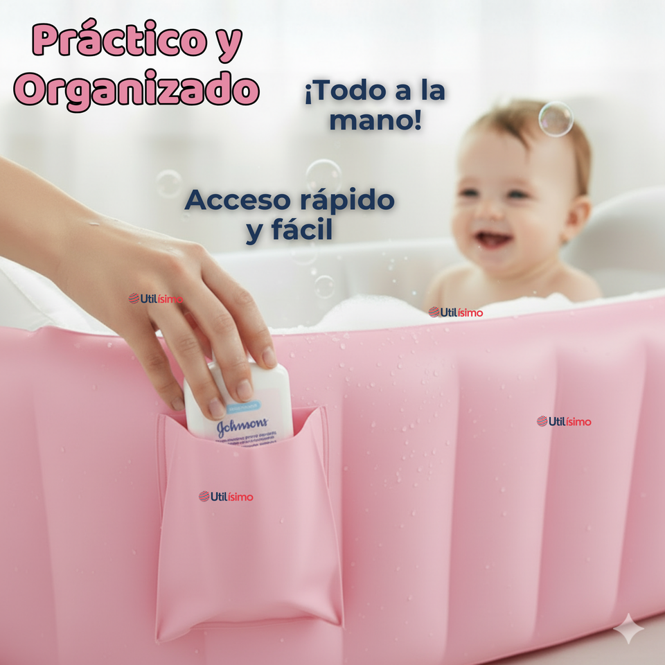 Bañera Inflable Plegable Portátil Para Bebés Con Bomba Aire Niña Rosado